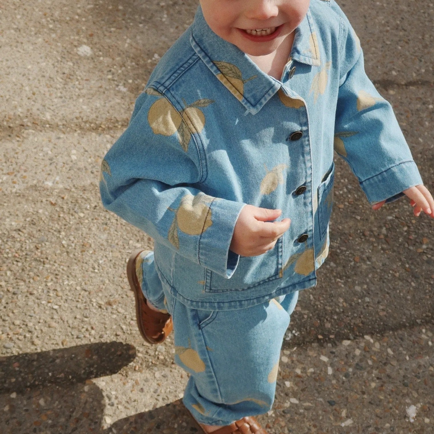 Magot Lemon Print Cotton Denim Pants